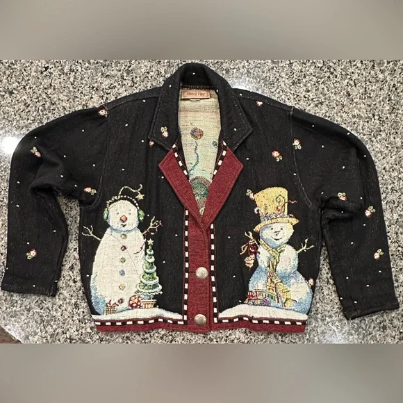 ✨VTG✨ Painted Pony Sweater Christmas Santa
Snowman Tapestry Jacket Med 🎅🏼☃️🎄 - Picture 3 of 15